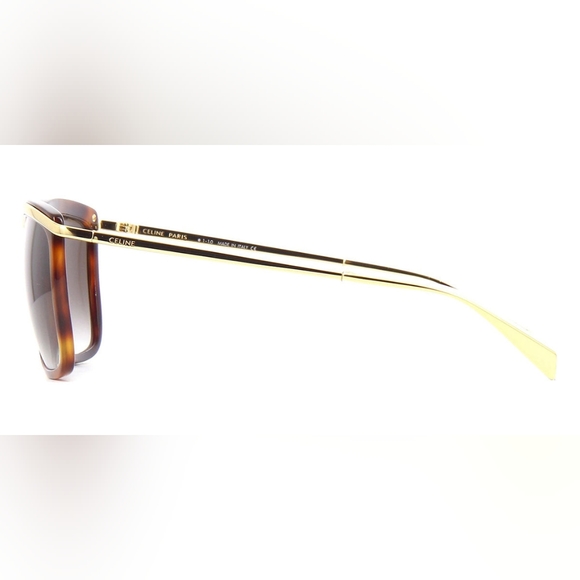 NWT CELINE CL40141U This square Celine sunglass is havana and gold frame. - Picture 2 of 12